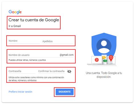 crear cuenta de gmail.